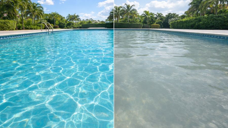 Clear meets cloudy at the pool